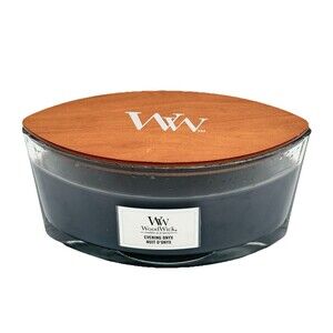Woodwick Ellipse Candle Evening Onyx Wood Wick Crackles as it Burns Wood Lid New